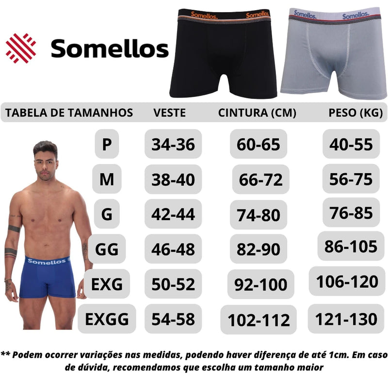 Kit 5 Cuecas Boxer Somellos – cueca masculina microfibra