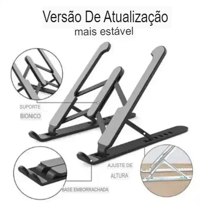 Suporte para Laptop Compacto Articulado - Conforto e Ergonomia em 3 Níveis